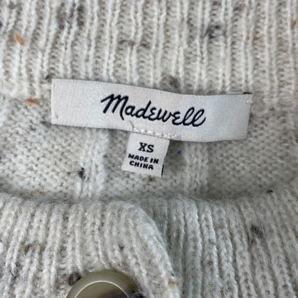 Madewell ivory speckled knit sweater with button front size XS - Picture 4 of 10